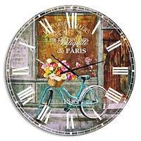 Paris French Flowershop Metal Wall Clock