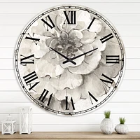 Indigold Grey Peonies I Wall Clock