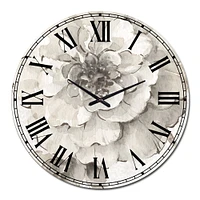 Indigold Grey Peonies I Wall Clock