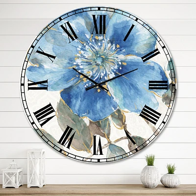 Indigold Watercolor Flower I Oversized Wall Clock