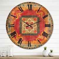 Moroccan Orange Tiles Collage Wall Clock