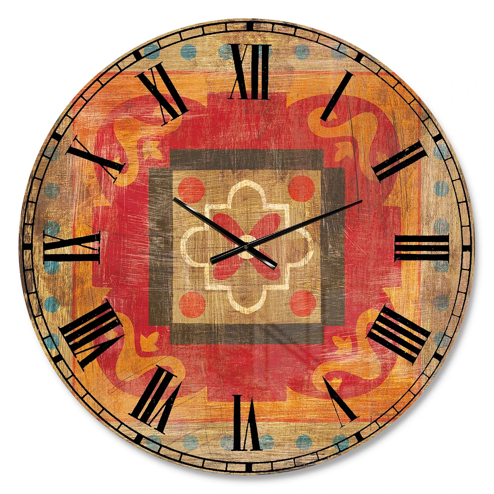 Moroccan Orange Tiles Collage Wall Clock