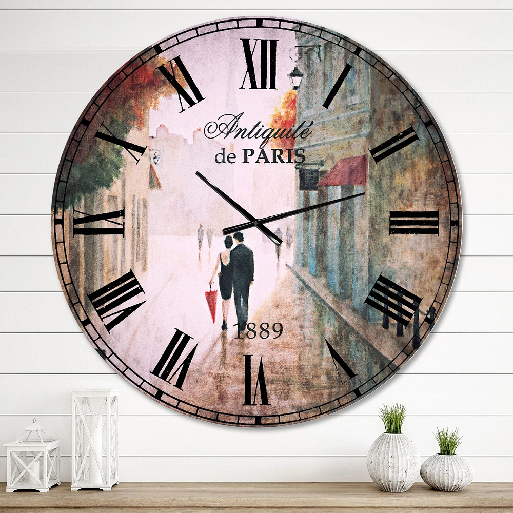 Paris Romance Couples Wall Clock