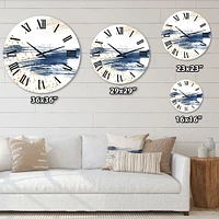 Dark Blue and Gold Abstract I Metal Wall Clock