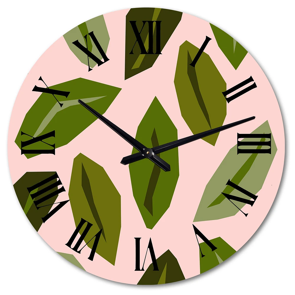 Abstract Floral Elements On Pink I Wall Clock