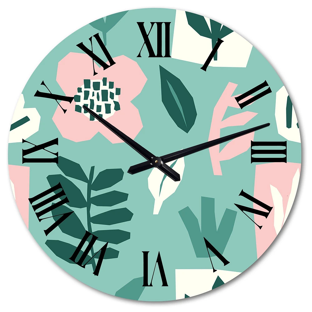 Bloom From Within Retro Flower Motivation I Oversized Wall Clock