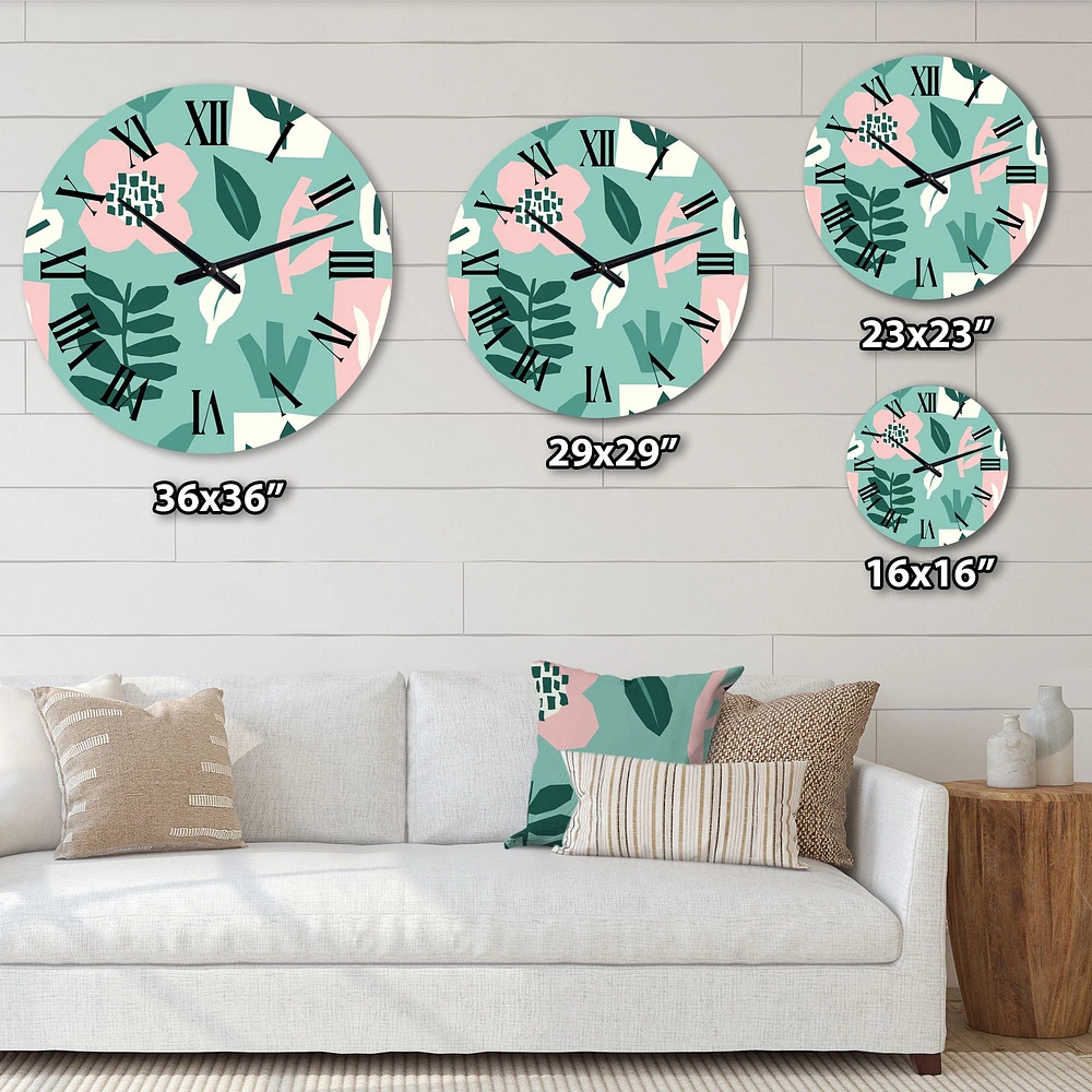 Bloom From Within Retro Flower Motivation I Oversized Wall Clock