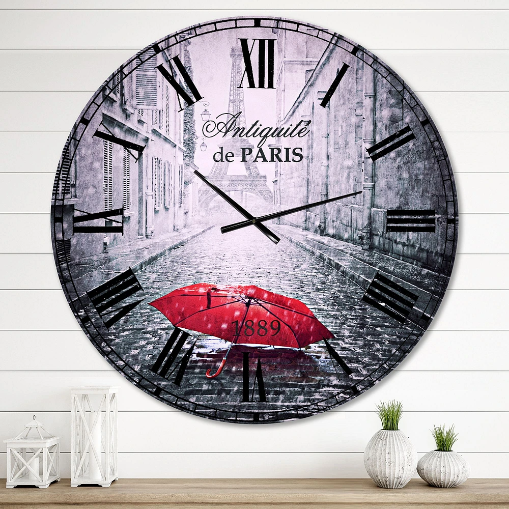 Eiffel View from Paris Street Wall Clock