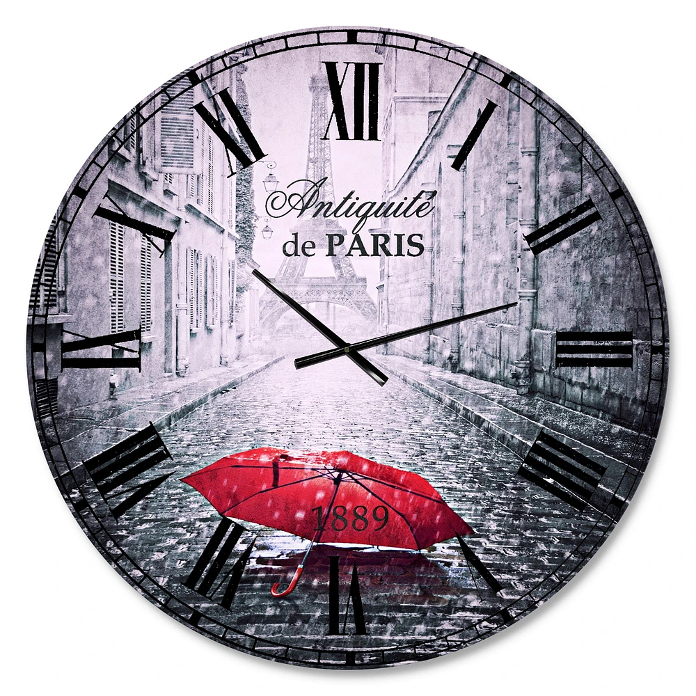 Eiffel View from Paris Street Wall Clock