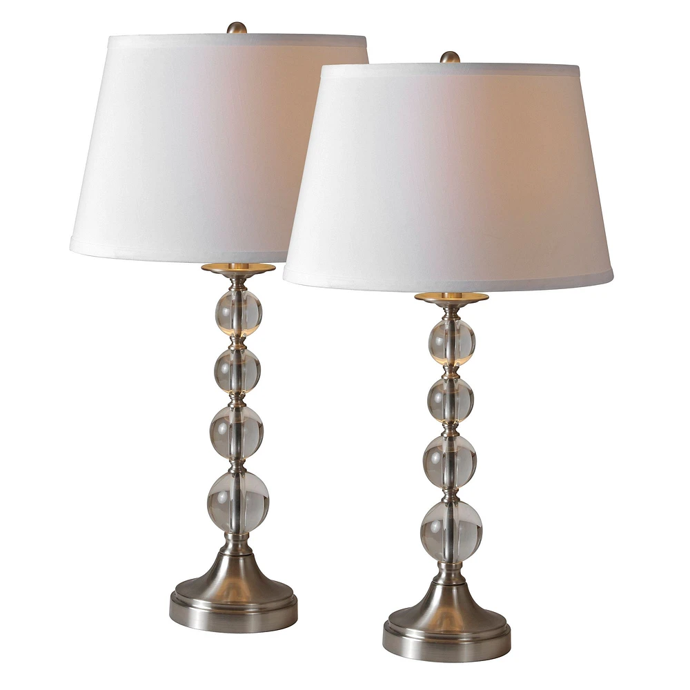 Ensemble de 2 lampes de table Venezia en nickel satiné