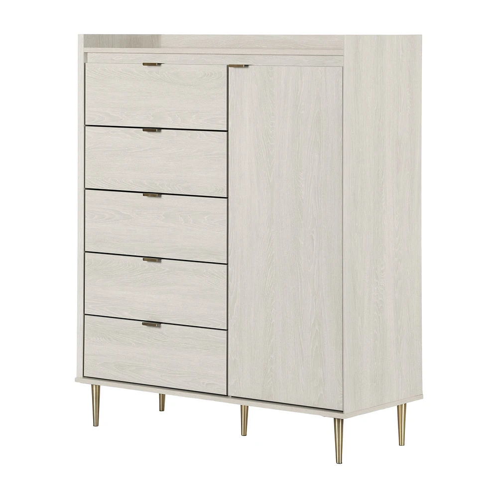 Hype 5-Drawers Door Chest in Winter Oak by South Shore Furniture