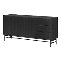 Arlo Ribbed Sideboard in Ash Oak and Matte Black by South Shore Furniture