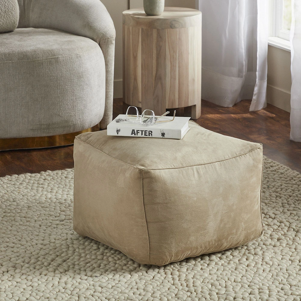 Pouf Bundle beige en poly-suède