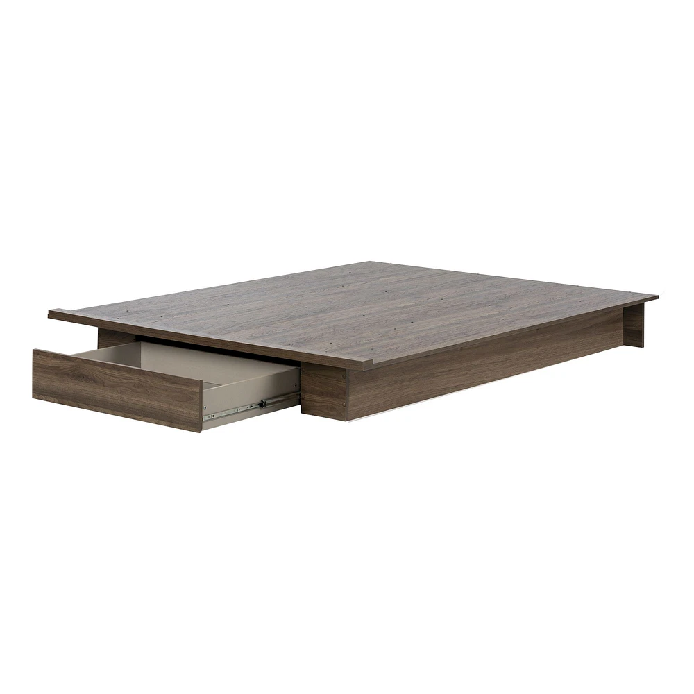 Tao Full/Queen Platform Bed with Storage Drawer Natural Walnut by South Shore Furniture