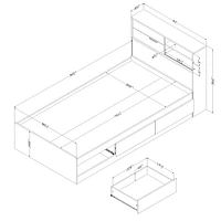 Fynn Twin Storage Bed and Bookcase Headboard in Winter Oak by South Shore Furniture