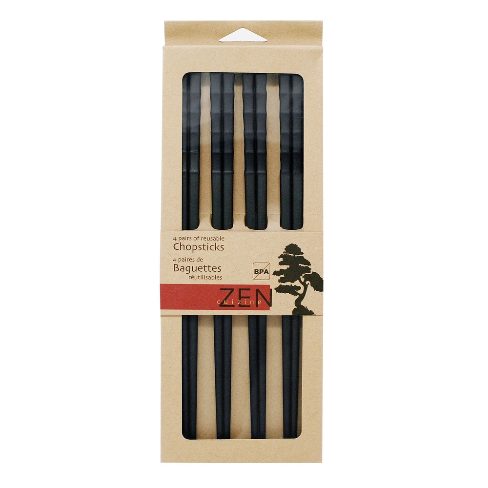 Zen Cuisine Reusable Black Chopsticks Set