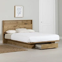 South Shore Furniture Cavalleri Full/Queen Platform Bed and Headboard Set - Nordik Oak