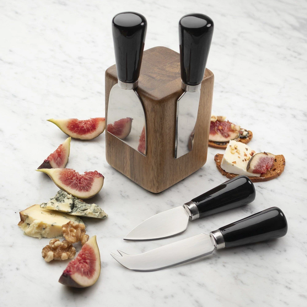 David Shaw Ceramic Cheese Knife Set with Block 