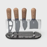 David Shaw Cheese Knives with Acrylic Block, Set of 4