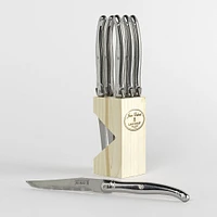 Bloc of 6 Stainless Steel Laguiole Knives by Jean Dubost