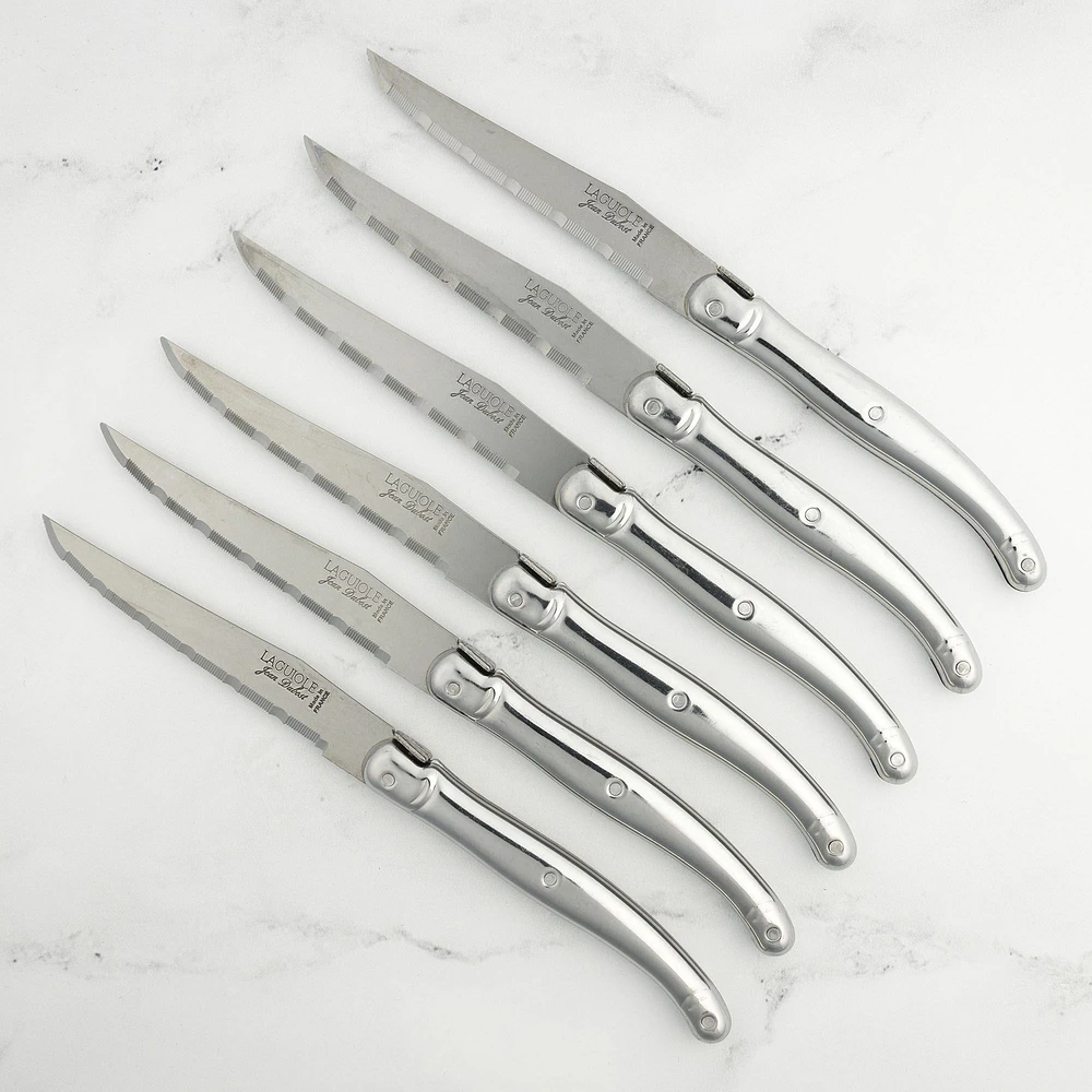 Bloc of 6 Stainless Steel Laguiole Knives by Jean Dubost