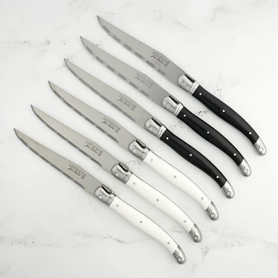 Block of 6 Laguiole knives by Jean Dubost Laguiole - Black and White