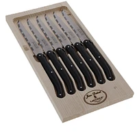 Set of 6 Laguiole Black Vintage Steak Knives by Jean Dubost Laguiole
