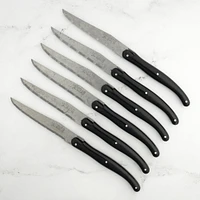 Set of 6 Laguiole Black Vintage Steak Knives by Jean Dubost Laguiole