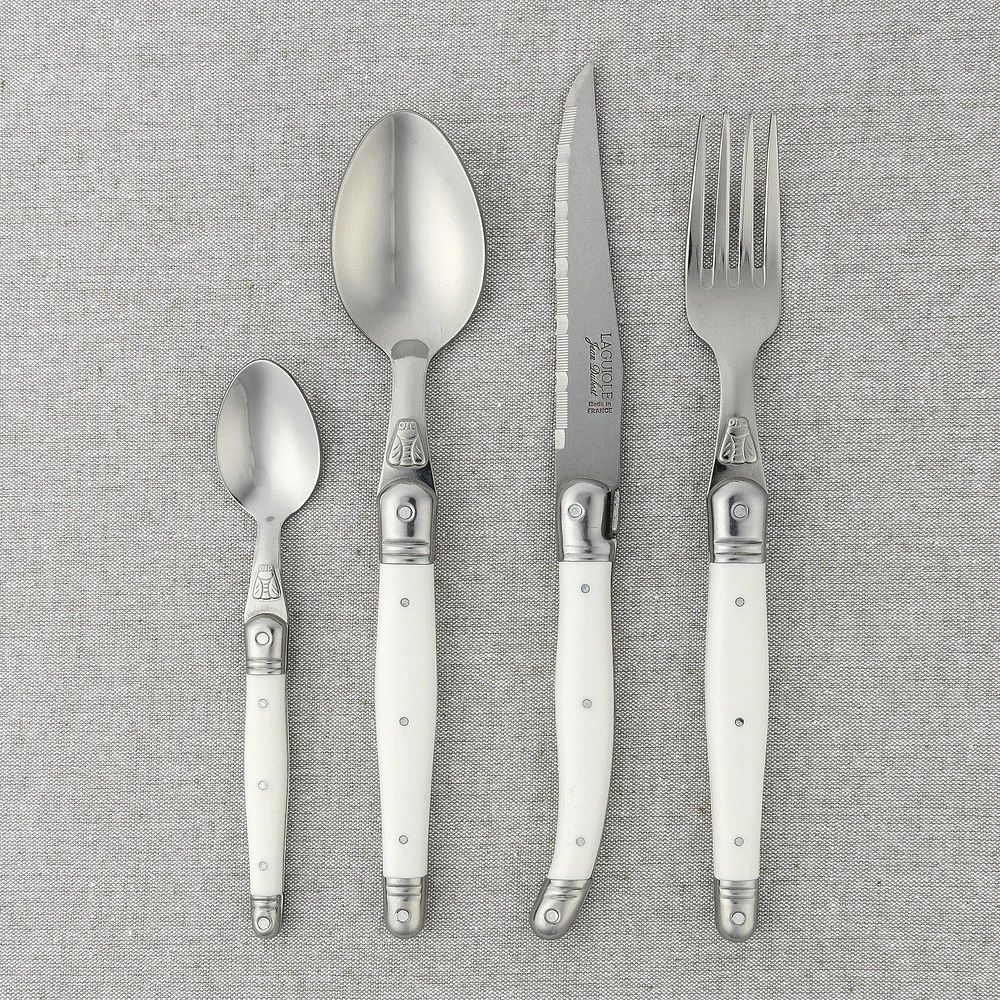 Jean Dubost Laguiole 24-Piece White Flatware Set