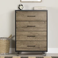 Arlen 4-Drawer Chest in Weathered Oak and Matte Black by South Shore Furniture