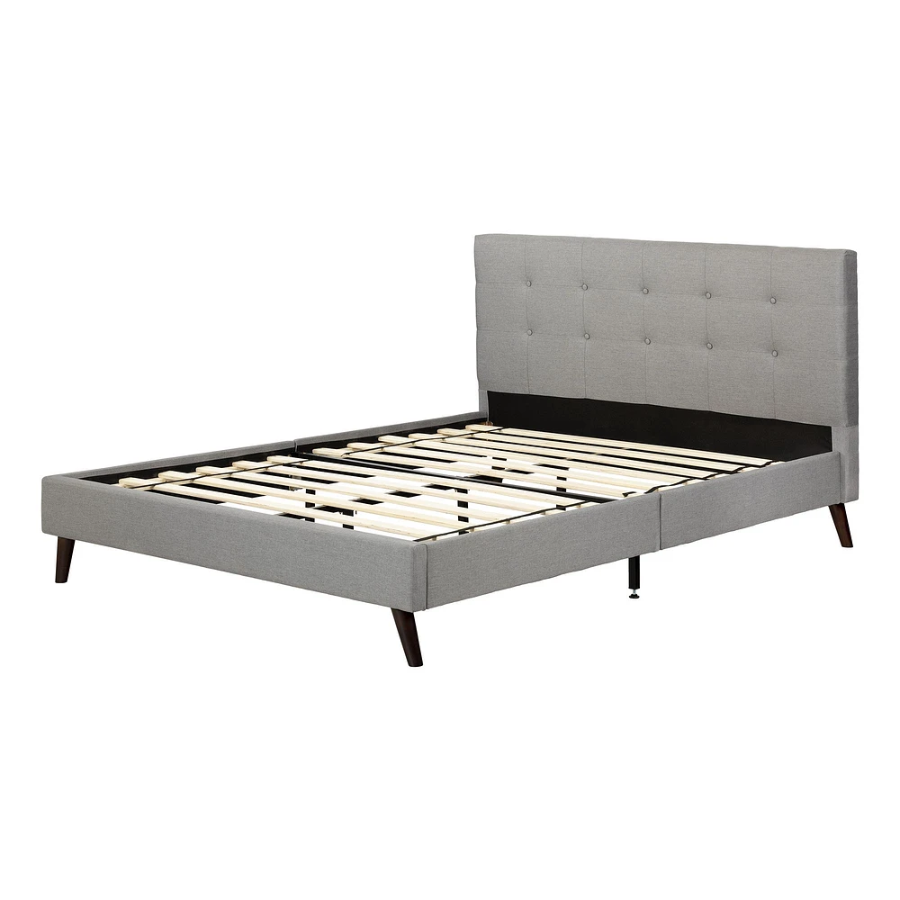 Dylane Full Upholstered Platform Bed and Headboard in Soft Grey by South Shore Furniture