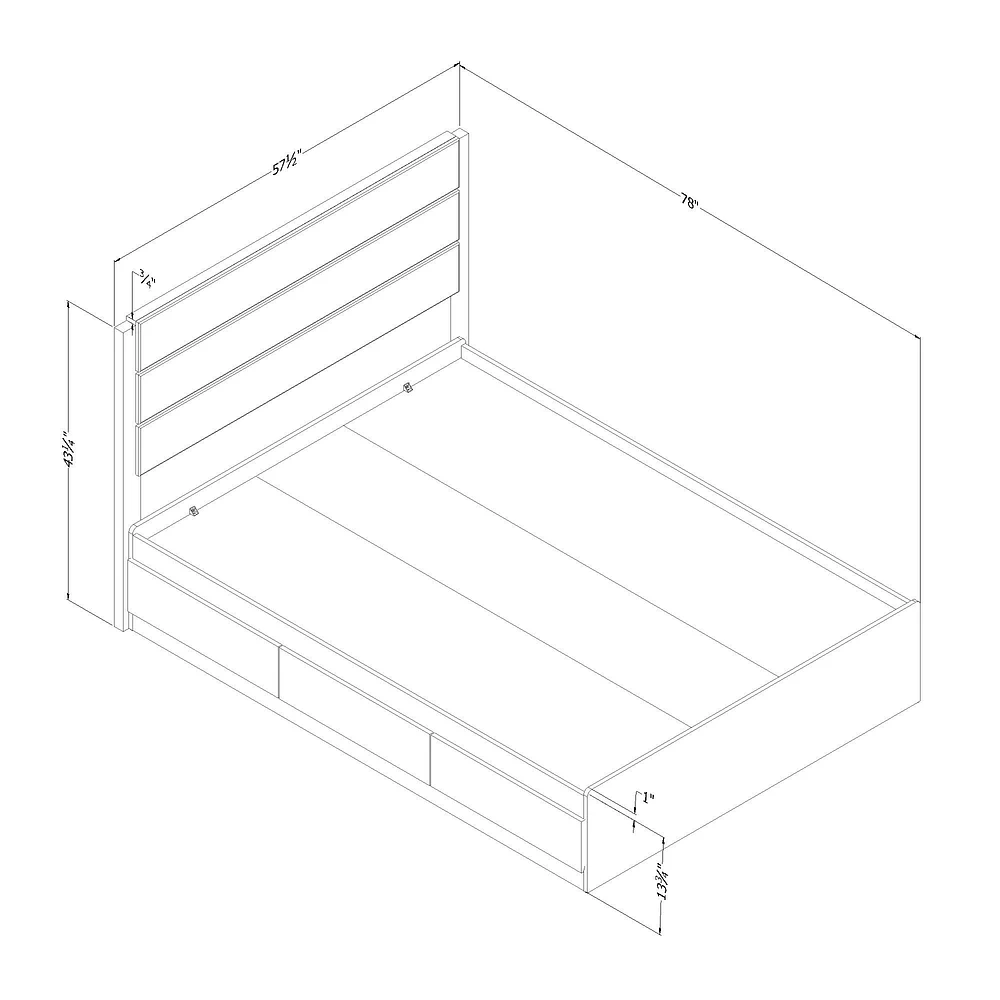 Arlen Full Mates Bed with 3-Drawers and Headboard Set by South Shore Furniture - Weathered Oak