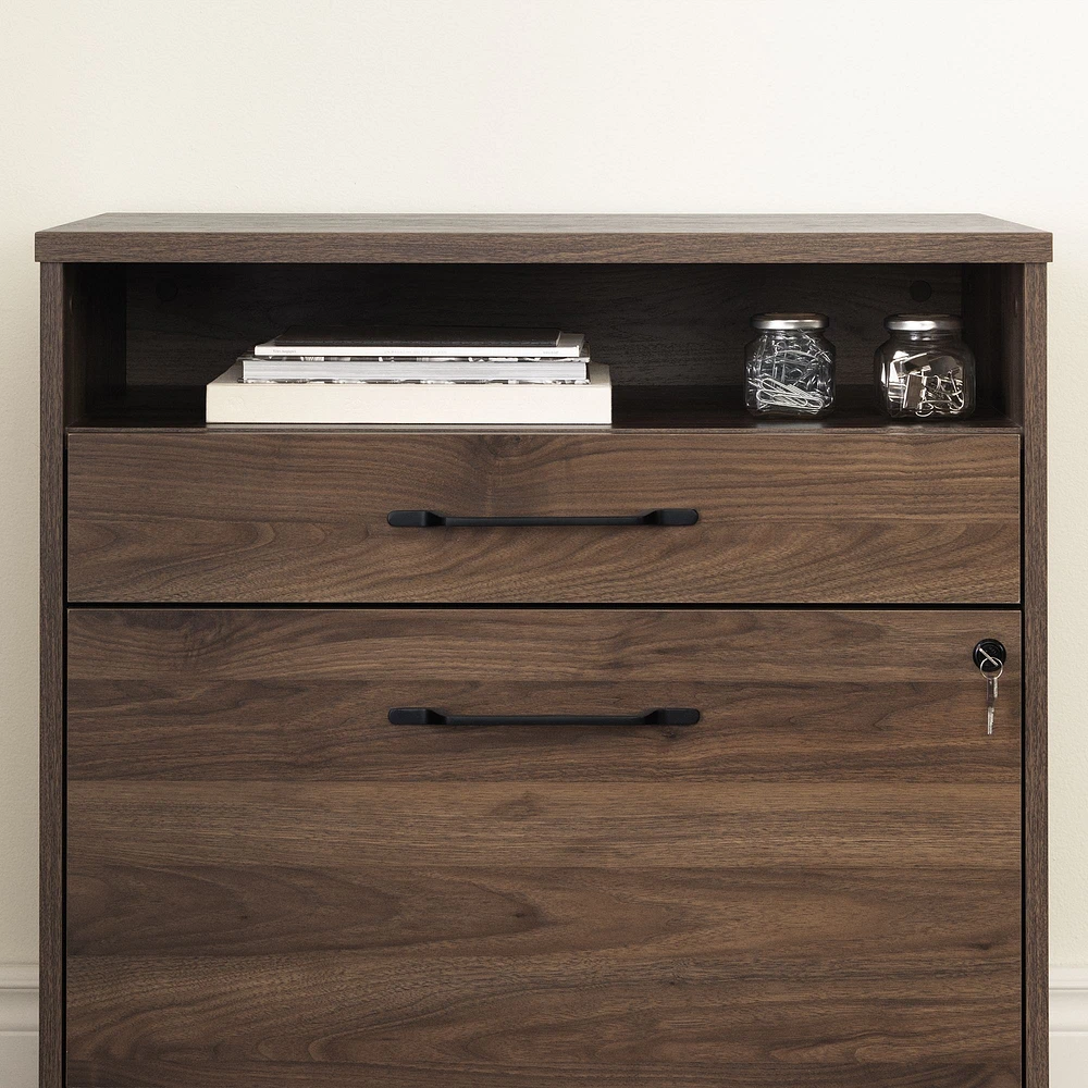 South Shore Furniture Helsy Lateral 2-Drawer File Cabinet - Natural Walnut