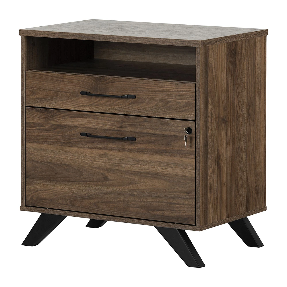 South Shore Furniture Helsy Lateral 2-Drawer File Cabinet - Natural Walnut