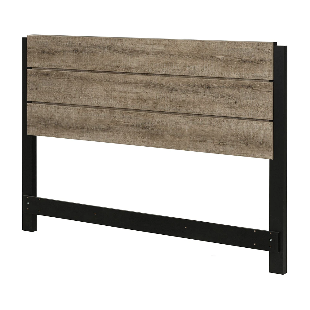 Munich Full/Queen Headboard - Rustic Style Weathered Oak and Matte Black by South Shore Furniture