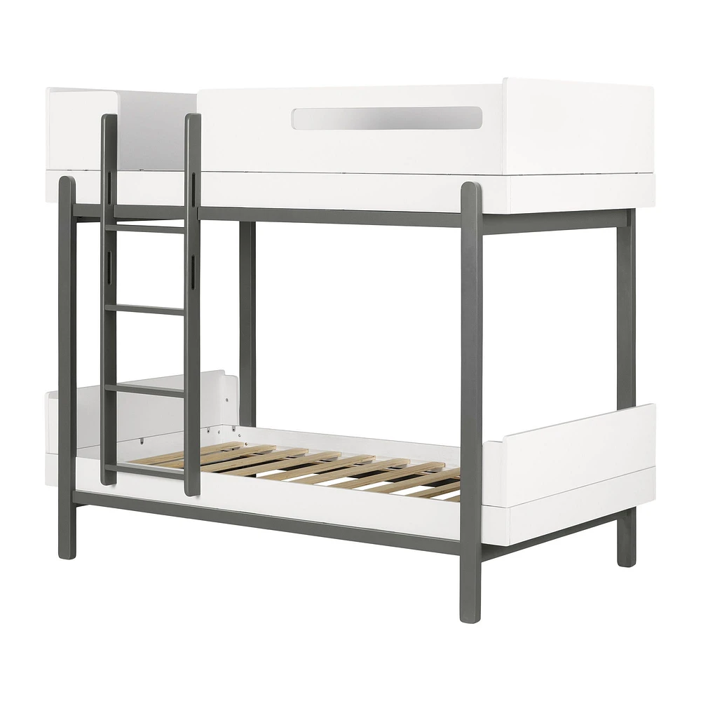 Bebble Twin Bunk Bed Soft Grey and White by South Shore Furniture