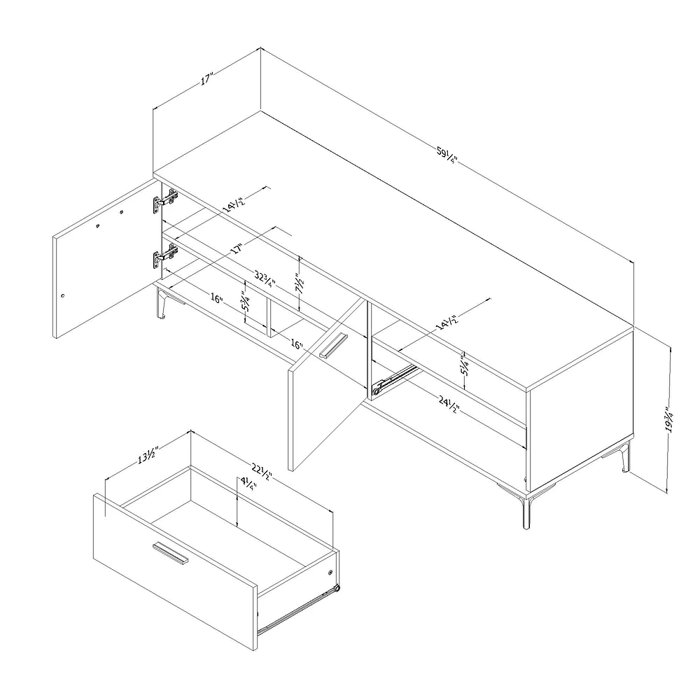 South Shore Furniture Musano TV Stand with Doors and Drawer - Black Oak