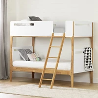 Lit jumeau superposé Bebble en bois naturel et blanc par South Shore Furniture