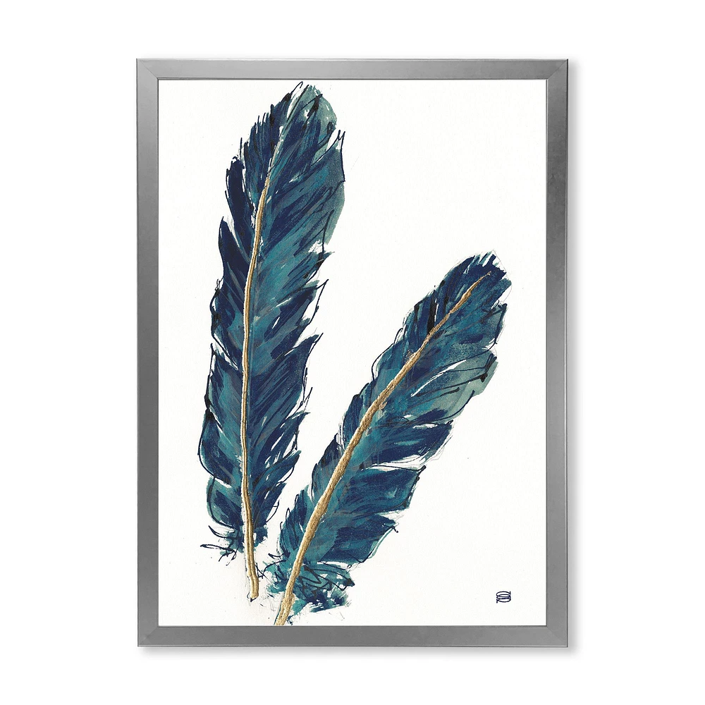 Toile « Gold Indigo Feathers IV »