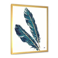 Gold Indigo Feathers III  Wall Art