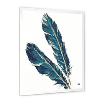 Gold Indigo Feathers III  Wall Art