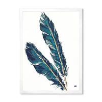 Gold Indigo Feathers III  Wall Art