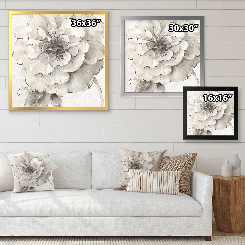 Indigold Grey Peonies I  Canvas Wall Art