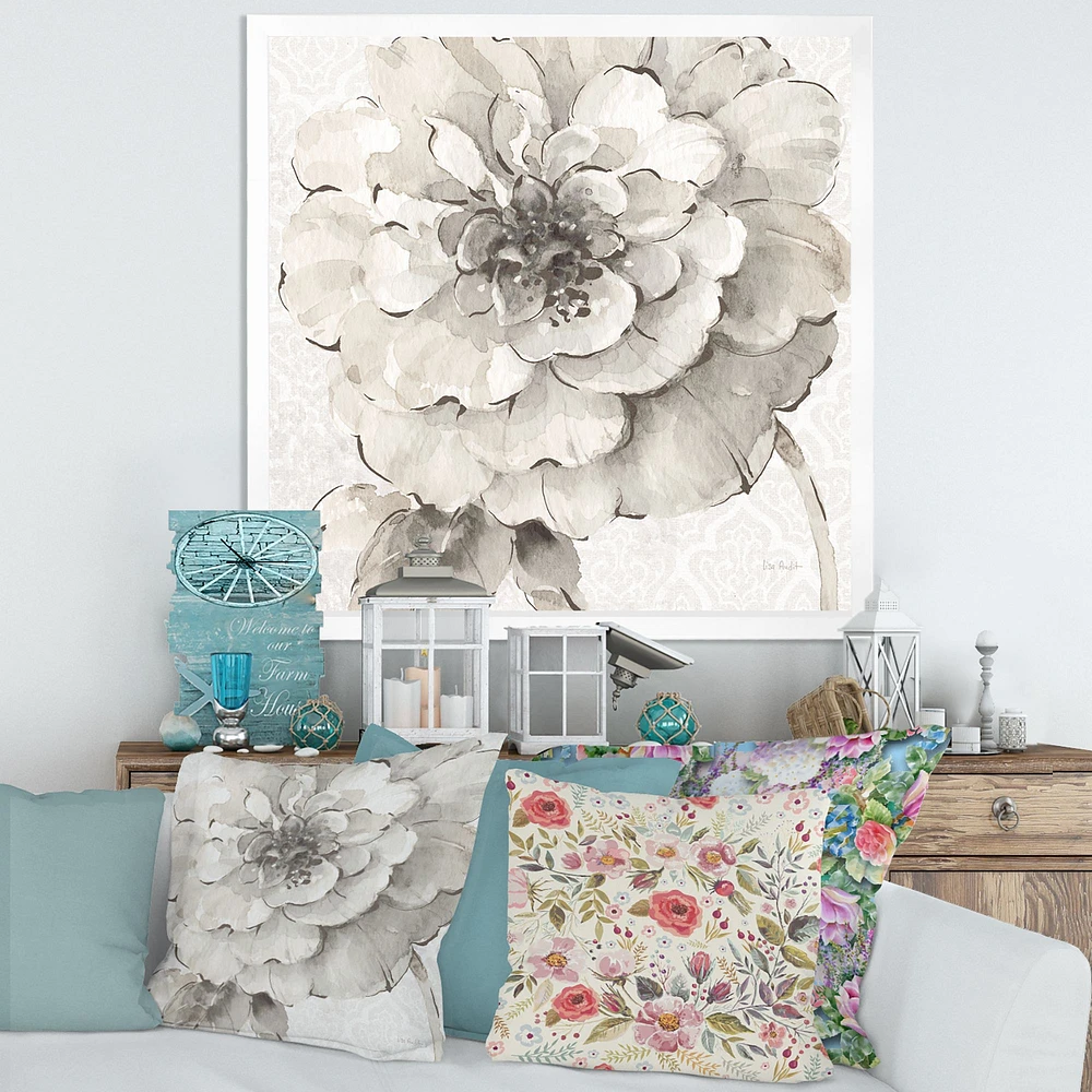 Indigold Grey Peonies I  Canvas Wall Art