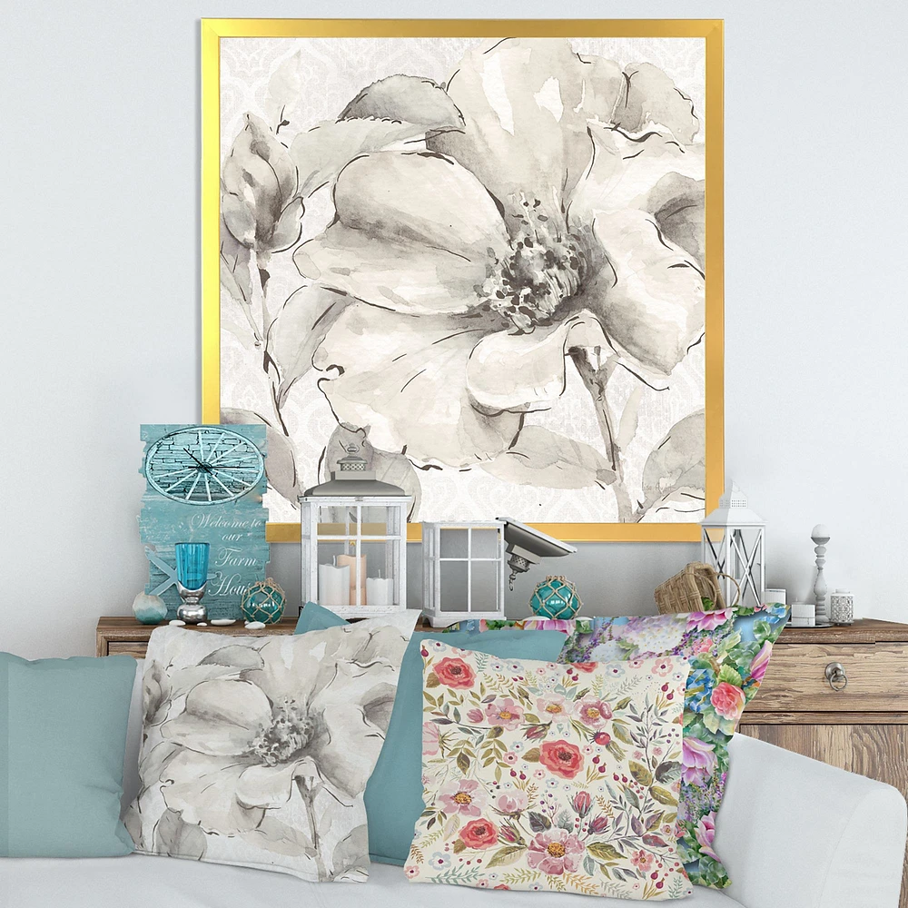 Toile « Indigold Grey Peonies IV »