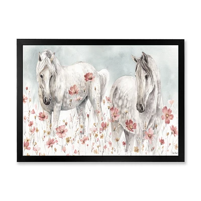 Watercolors Pink Wild Horses  Wall Art