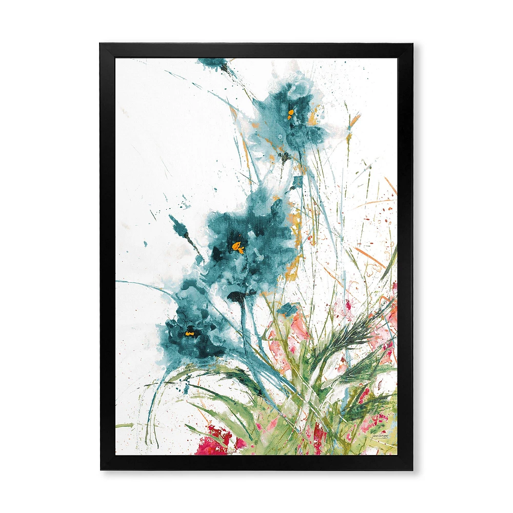 Wild Blue Abstract Farmhouse Flowers Wall Art