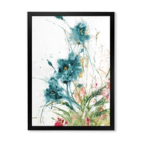 Wild Blue Abstract Farmhouse Flowers Wall Art