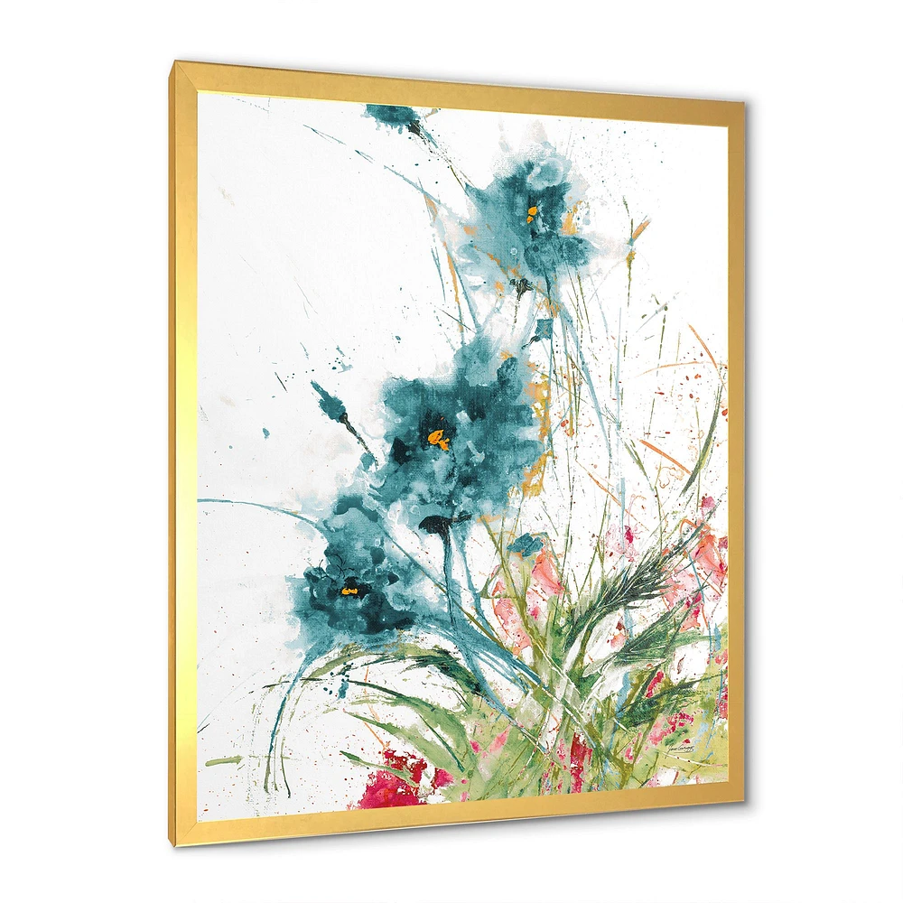 Wild Blue Abstract Farmhouse Flowers Wall Art