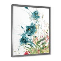 Wild Blue Abstract Farmhouse Flowers Wall Art